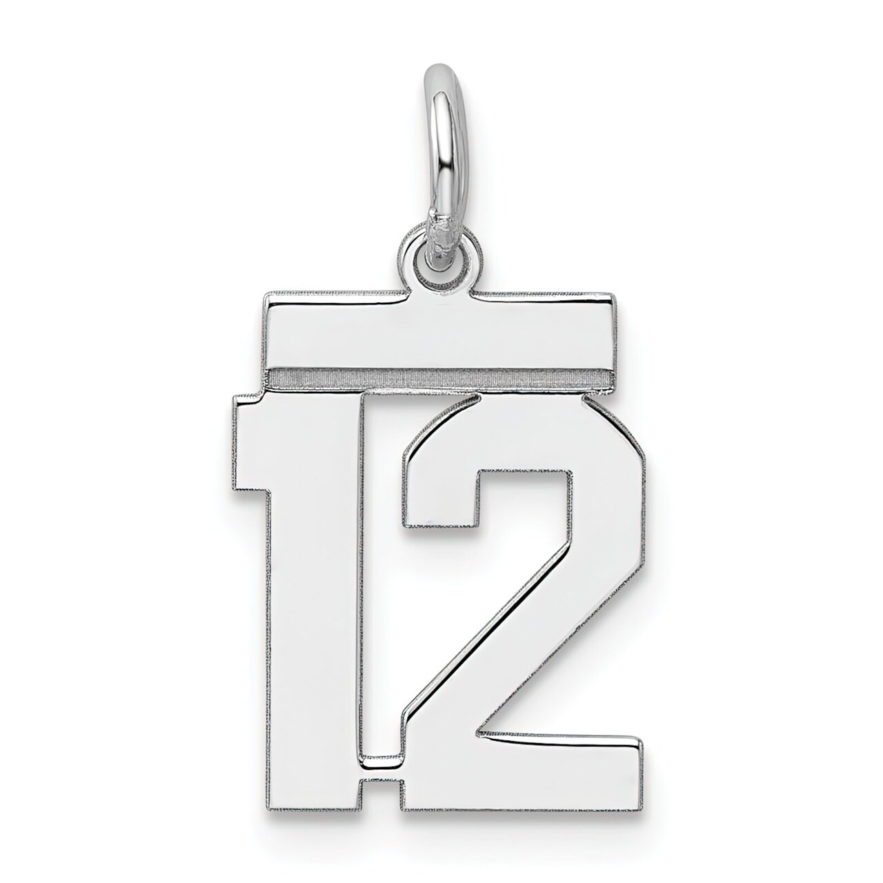 Sterling Silver Small Polished Number 12 Charm Pendant Jewerly 20mm x 8mm